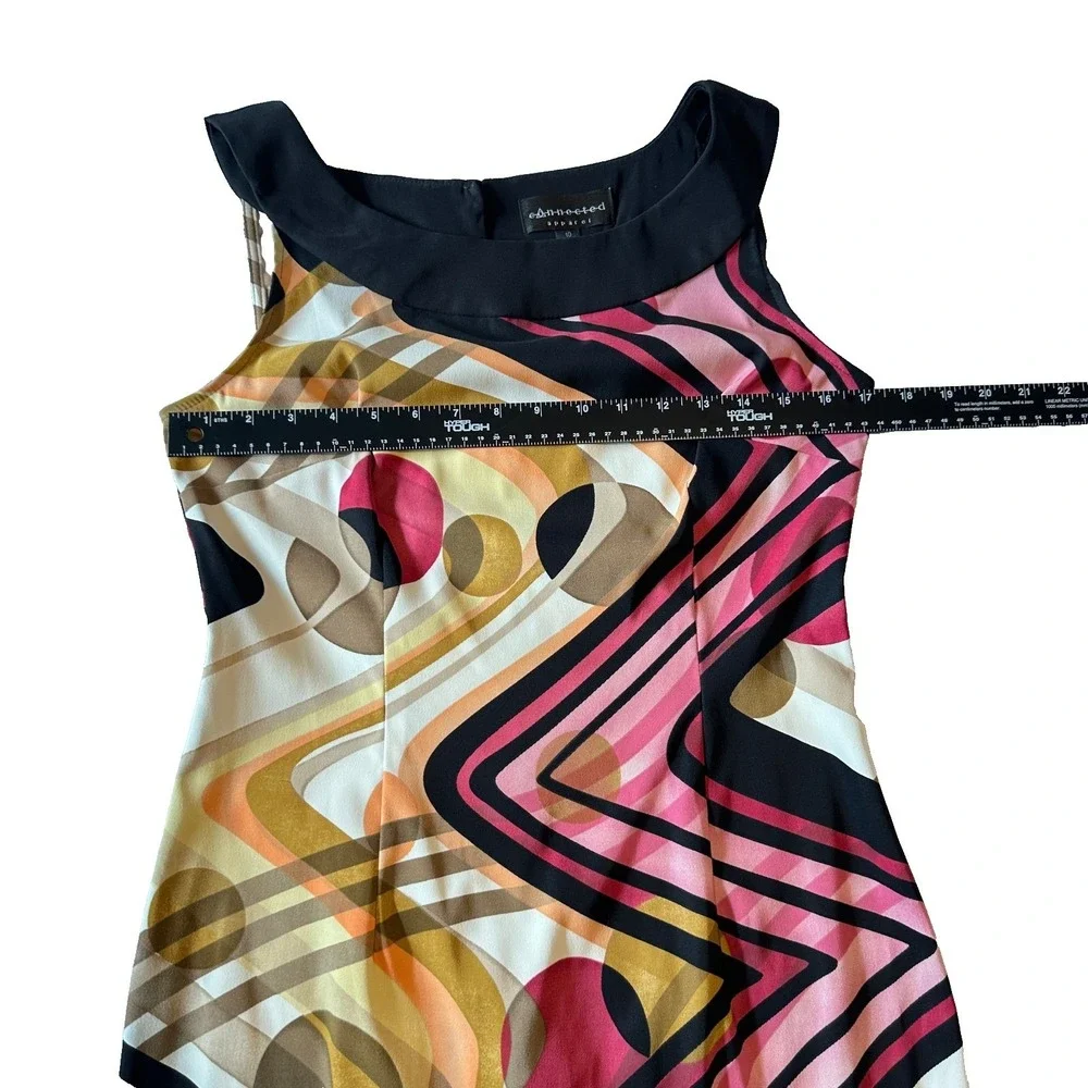 Connected Apparel Women Pink Orange Geometric Abstract Sheath Dress Size 10